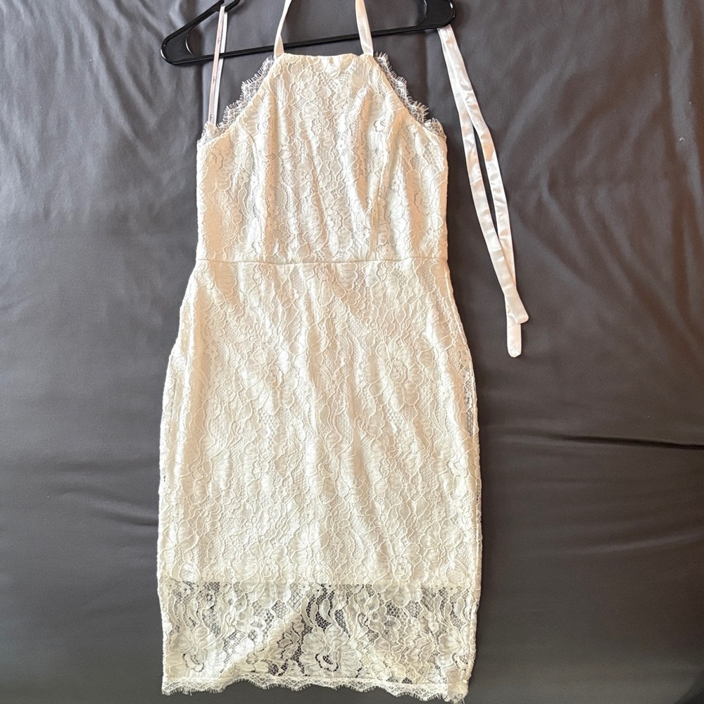 Lulu's Cream Lace Midi Dress